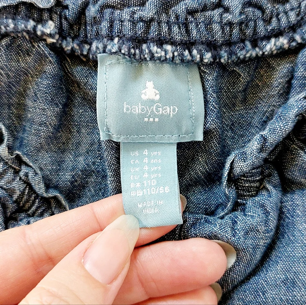 Denim/Chambray A-line Dress Ruched Bodice‎ 4T Baby Gap Family Photos